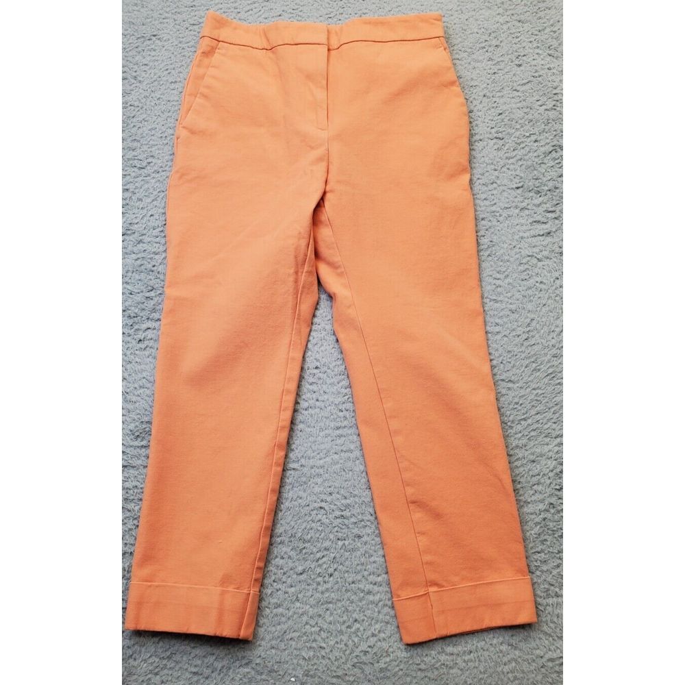 Ann Taylor Factory Dress Pants Women Petite 2 Orange Stretch Mid Rise Flat Front
